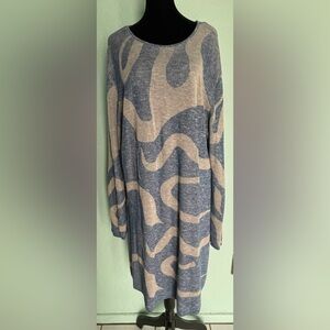 Zapelle Blue and Beige Knit Sweater Dress